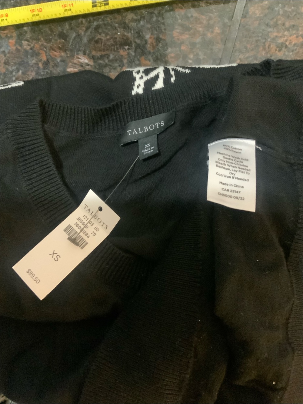 Talbots Black Sweater with White Butterfly Motif - Picture 4 of 4